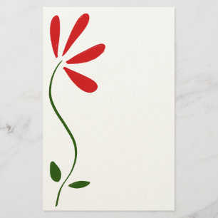 Red Petals Flower Stationery