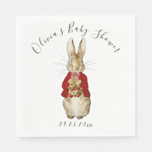Red Peter Rabbit Watercolor Baby Shower Napkin