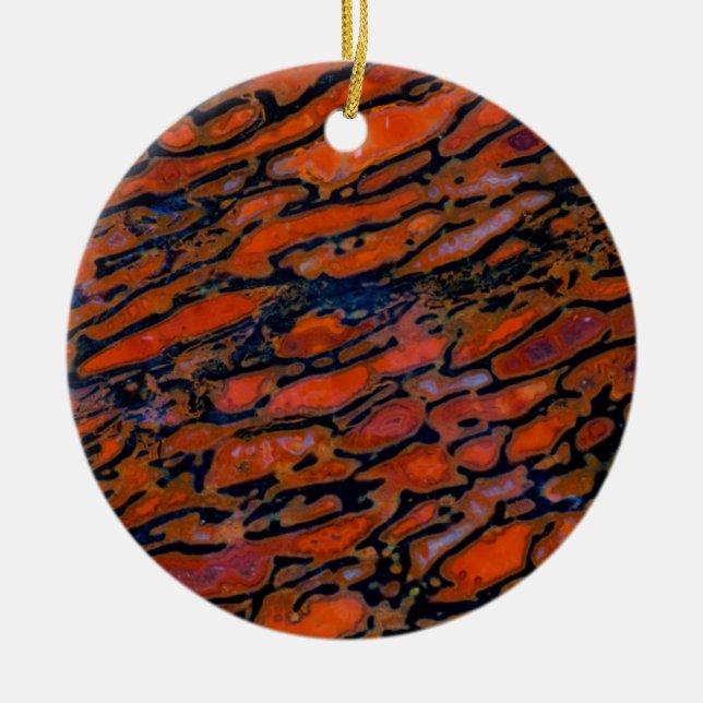 Red Petrified dinosaur bone Ceramic Ornament (Front)