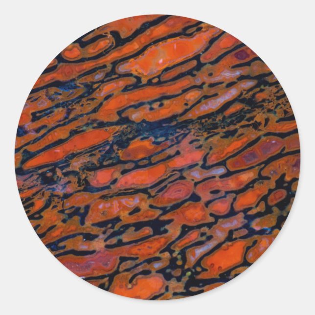 Red Petrified dinosaur bone Classic Round Sticker (Front)