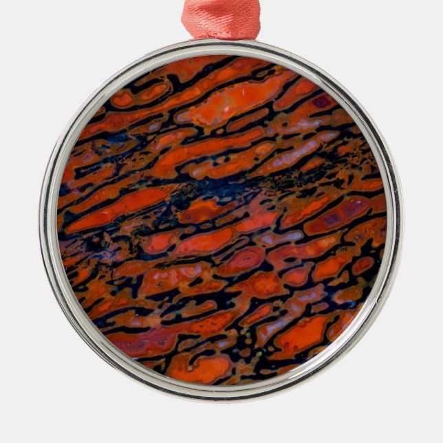 Red Petrified dinosaur bone Metal Ornament (Front)