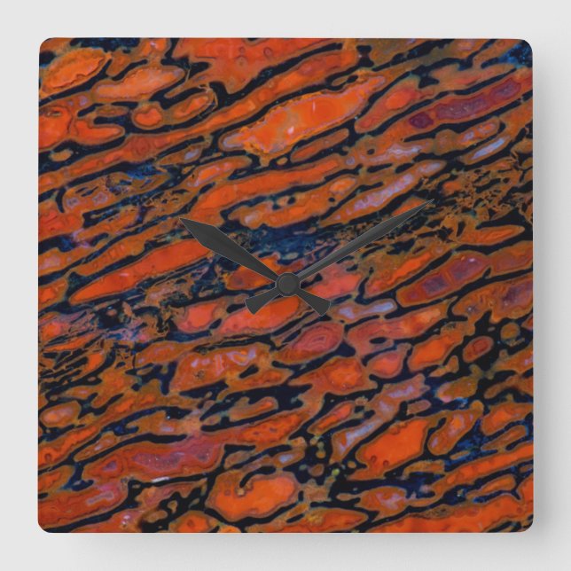 Red Petrified dinosaur Square Wall Clock (Front)