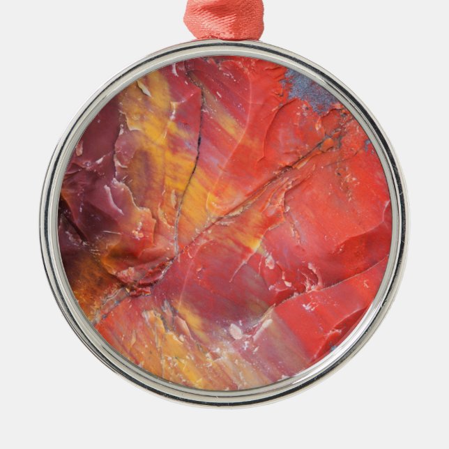 Red Petrified wood detail, Arizona Metal Ornament (Front)