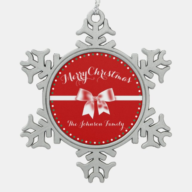 Red Pewter Personalized Christmas Ornaments (Front)