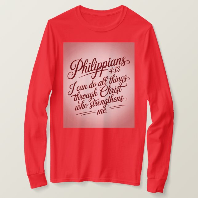 Red Philippians Bible Quote T-Shirt (Design Front)