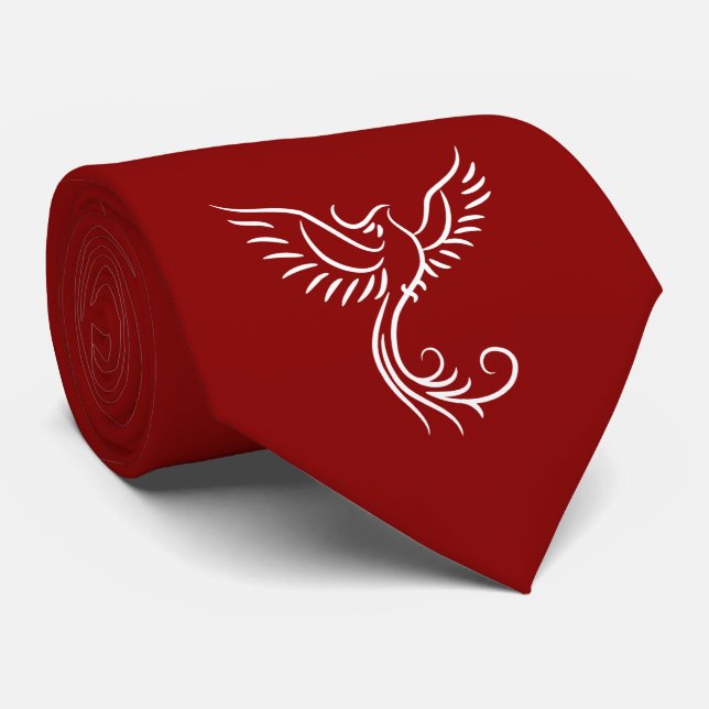 Red Phoenix Mystical Bird Rising Myth  Tie (Rolled)