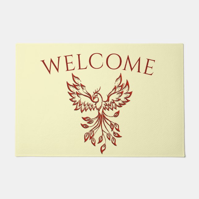 Red Phoenix Rises Doormat (Front)