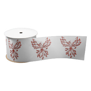 Red Phoenix Rises Silver Satin Ribbon