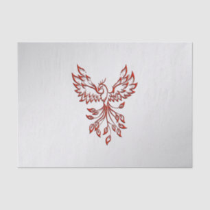 Red Phoenix Rises Silver Tissue Paper