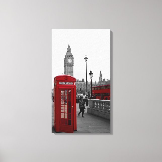 Red Phone box and London red bus Canvas Print (Front)