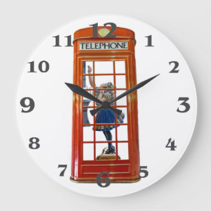 Red Phone Box for Round-Large-Wall-Clock Large Clock