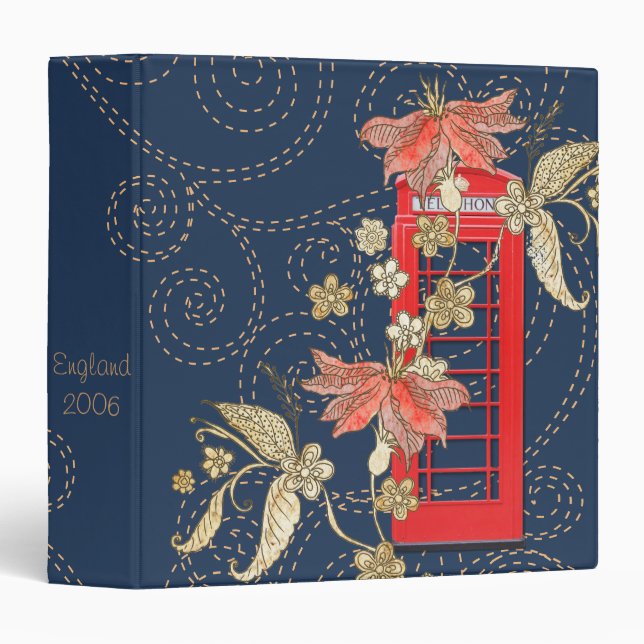 Red Phone Box Scrapbook Photo Album Binder (Front/Spine)