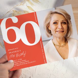 Red Photo 60th Birthday Invitation