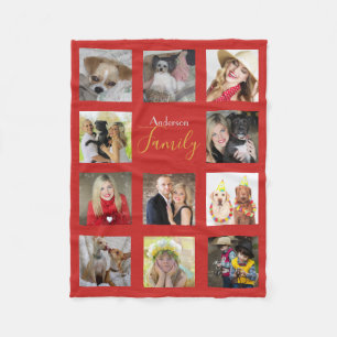 RED Photo Blanket Collage Instagram Gold
