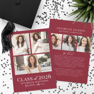 Red Photo Collage Graduation Announcement