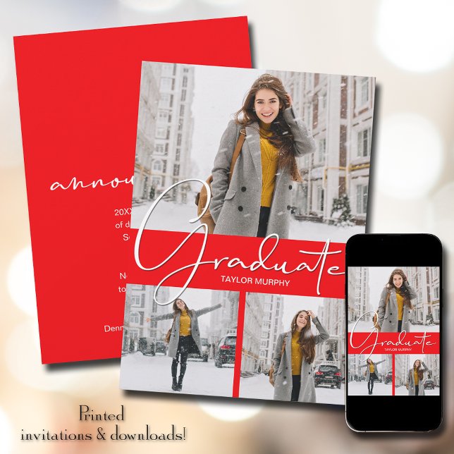 Red Photo Graduation Announcement (Creator Uploaded)