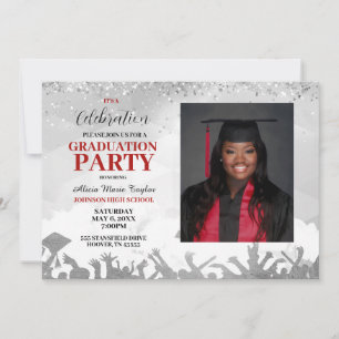 Red Photo Graduation Party Invitation