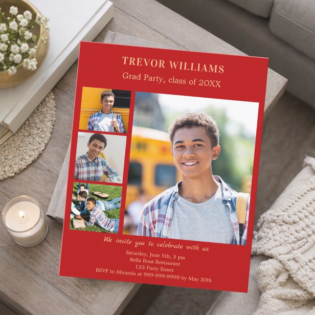 Red photo Graduation Party invitation (Creator Uploaded)
