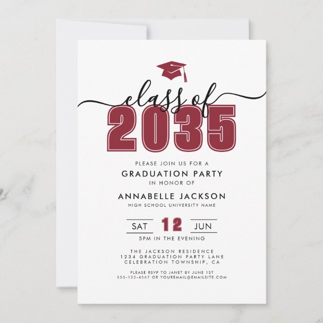 Red Photo Graduation Party Invitation (Front)