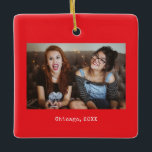 Red Photo Keepsake Christmas Ceramic Ornament<br><div class="desc">Simple cool red Bold Funny Minimalist Photo Keepsake Christmas Ceramic Ornament, a beautiful personalized gift for friends, family, couple, girlfriend, boyfriend, coworker, boss and more.</div>