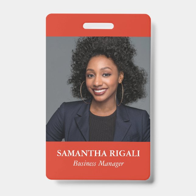 Red Photo Name Tag Badge (Front)