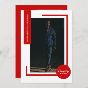 Red Photo Ultra Modern Photo Graduation Invite