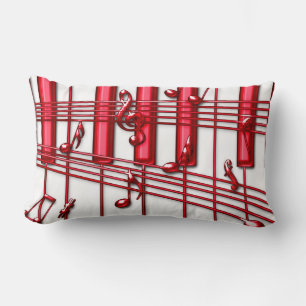 RED PIANO KEYBOARD LUMBAR PILLOW
