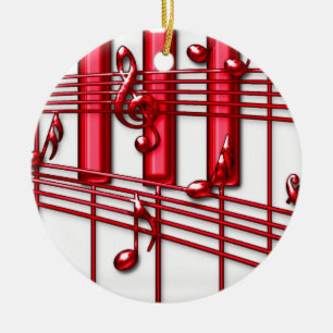 Red Piano Keyboard Ornament