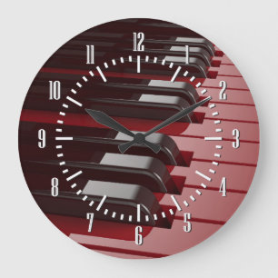 Red Piano Large Clock