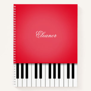 Red Piano Music Keyboard Custom Notebook