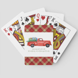 Red Pick-Up Truck and Tree Playing Cards