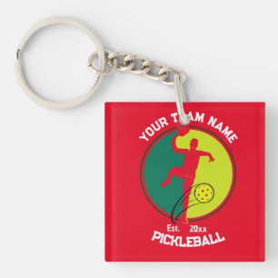 Red Pickleball Club Team Player Pickler Custom Keychain