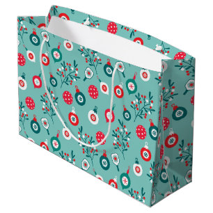 Red Pickleballs, minty 🎄Christmas pattern Large Gift Bag