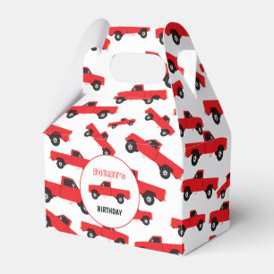 Red Pickup Truck Transportation Trucks Birthday Favor Box