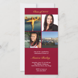 Red picture block graduation announcement invite