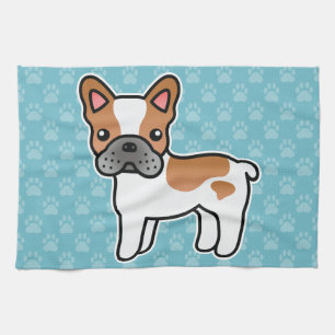 Red Piebald French Bulldog Cartoon Dog Kitchen Towel