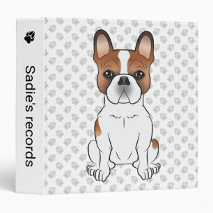 Red Piebald French Bulldog Cute Cartoon Dog Binder