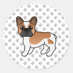 Red Piebald French Bulldog Cute Cartoon Dog Classic Round Sticker