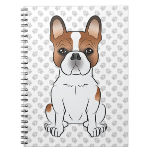 Red Piebald French Bulldog Cute Cartoon Dog & Paws Notebook