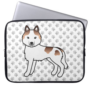 Red Piebald Siberian Husky Cute Cartoon Dog Laptop Sleeve