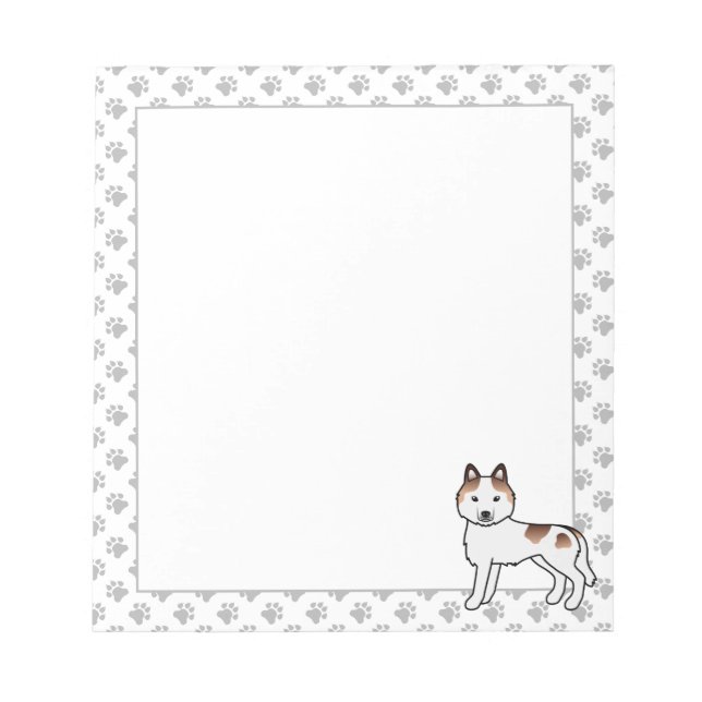 Red Piebald Siberian Husky Cute Cartoon Dog Notepad (Front)
