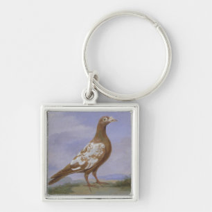 Red Pied Carrier Pigeon (oil on canvas) Keychain