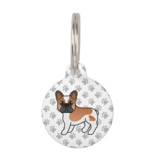 Red Pied French Bulldog Cartoon Dog & Pet's Info Pet Tag