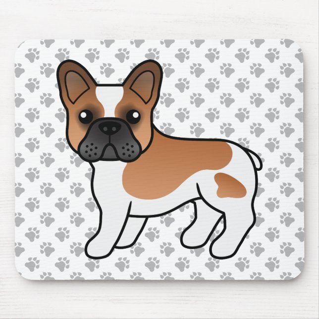 Red Pied French Bulldog Cute Cartoon Dog Mouse Pad (Front)
