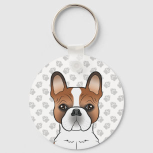 Red Pied French Bulldog / Frenchie Cute Dog Head Keychain
