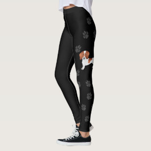 Red Pied Short Hair Dachshund Cartoon Dog & Paws Leggings