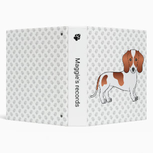 Red Pied Short Hair Dachshund Cartoon Dog & Text Binder