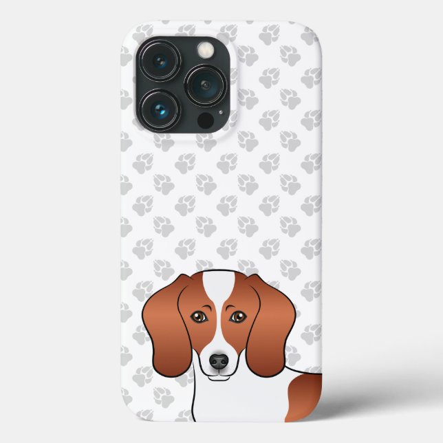 Red Pied Smooth Coat Dachshund Cartoon Dog Head Case-Mate iPhone Case (Back)