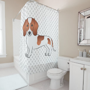 Red Pied Smooth Coat Dachshund Cartoon Dog & Paws