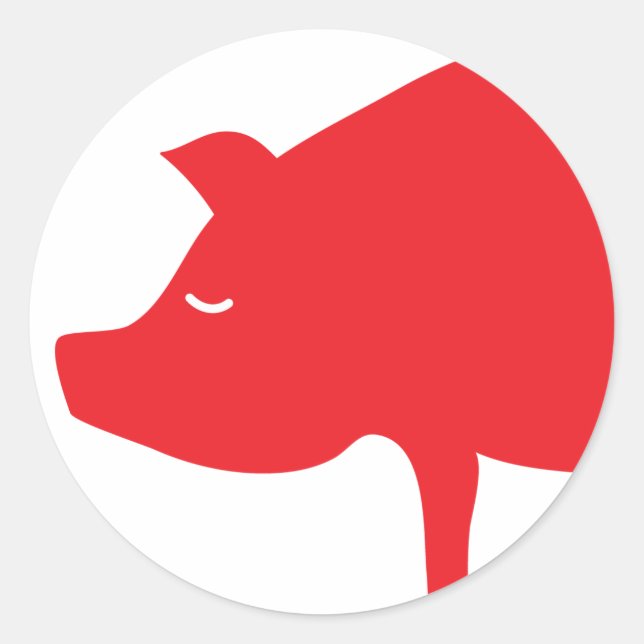 Red Pig- Big Red Classic Round Sticker (Front)